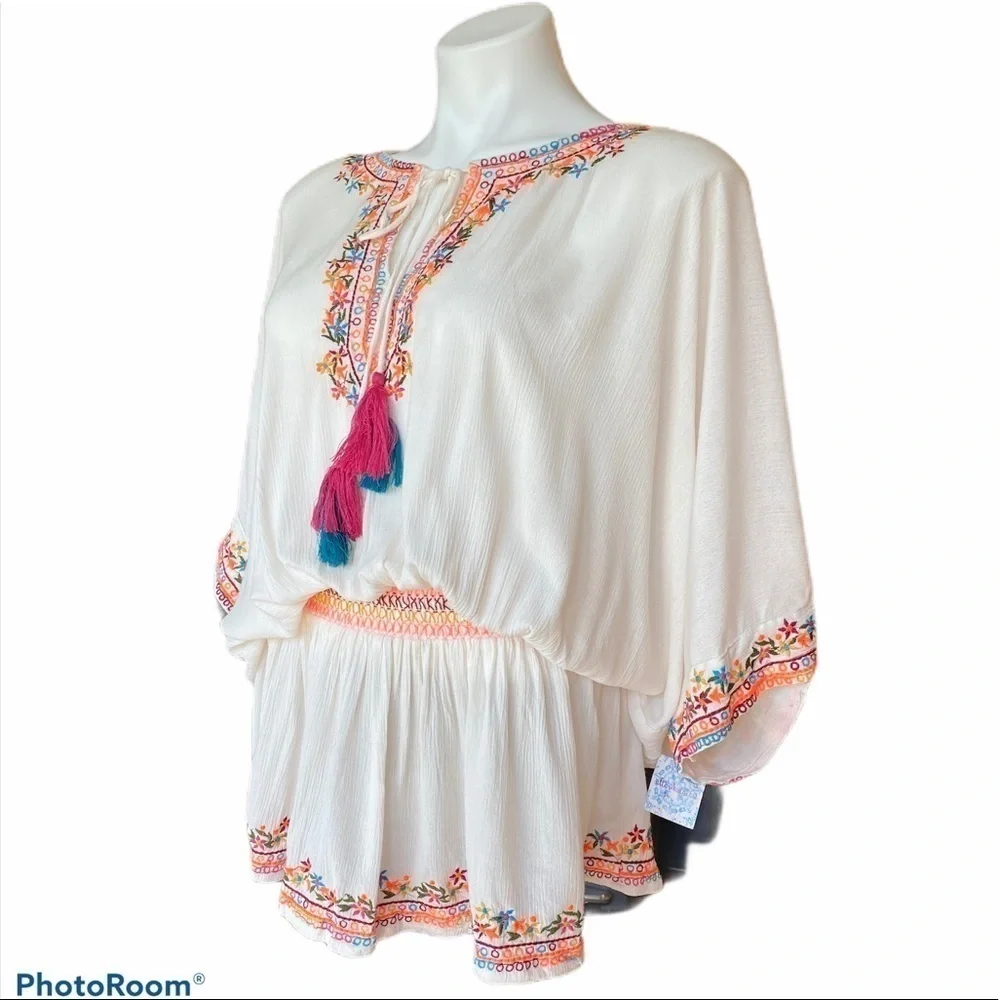 ALTAR’D STATE Bohemian Embroidered Swimsuit Cover Or Blouse Size M NEW